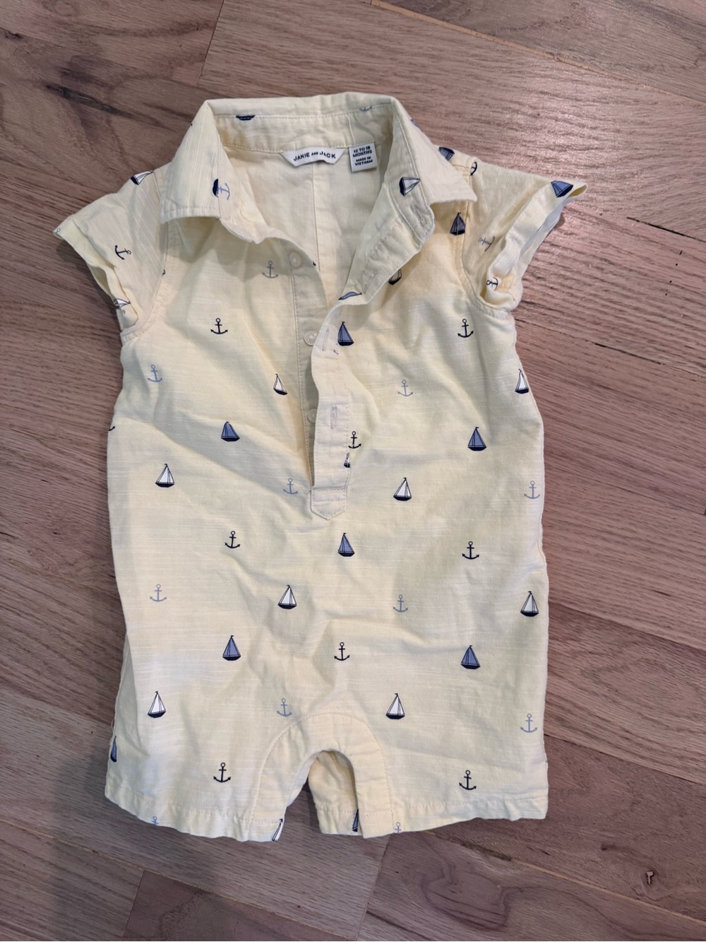 Janie and Jack Yellow Nautical Anchor & Sailboat Romper
